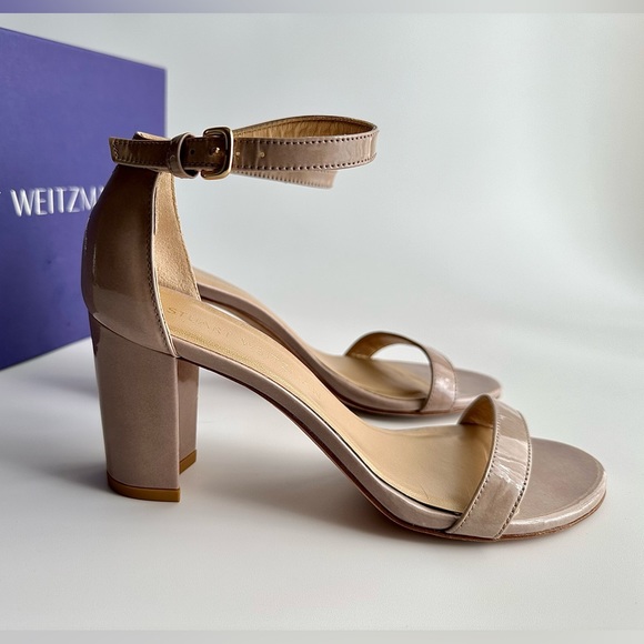 ✨STUART WEITZMAN NearlyNude Strappy Patent Leather Sandals Hush Aniline 6.5M - Picture 3 of 15